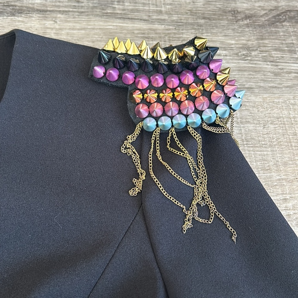Calvin Klein Black Blazer with Beaded Shoulders